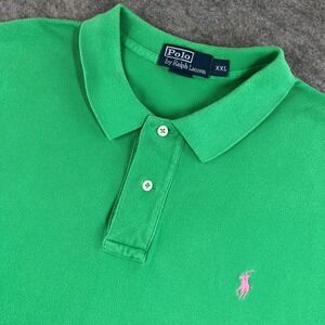 Ralph Lauren Mens XXL Green Classic Fit Short Sleeve Polo Shirt Pink Pony